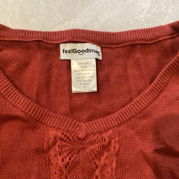 Red Oversized Relaxed Short Sleeve knitted T-Shirt - Picture 5 of 5